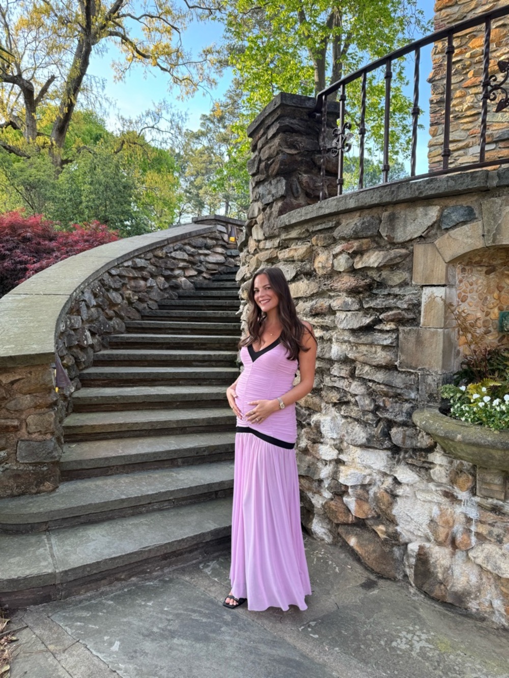 AFRM Pink Maxi Dress with Black Trim